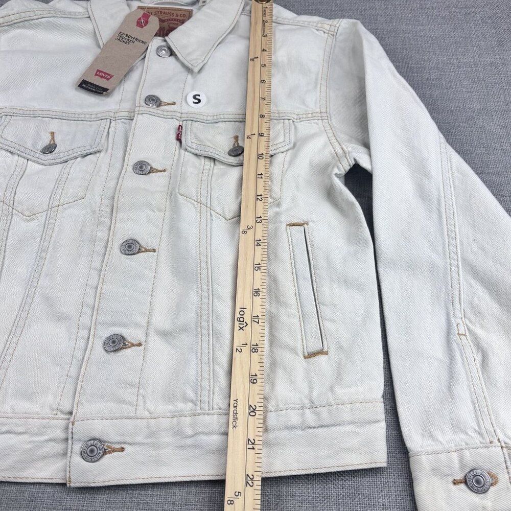 Levis Womens Ex-Boyfriend Trucker Jacket With Floral Back Embroidery Small, Whit - Picture 8 of 15